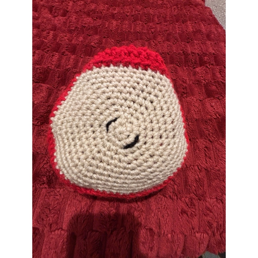 Red White Apple Handmade Crochet Market Bag 5" Double Handle 11x7 Sustainable